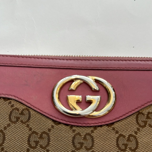 Gucci GG Authentic Pre Owned Pink & Brown Canvas Sukey Zip around long Wallet. - Picture 14 of 15